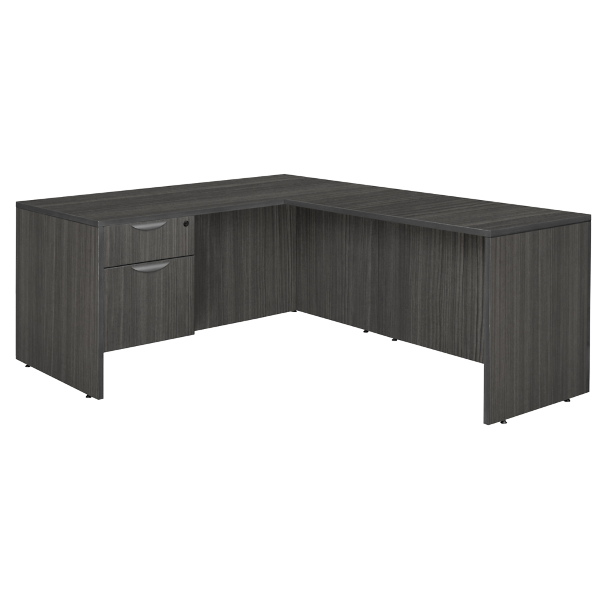 Regency Legacy L-Shaped Desk — 66in. x 77in., Single Pedestal Drawer, Ash Grey, Model# LLDSP663047AG